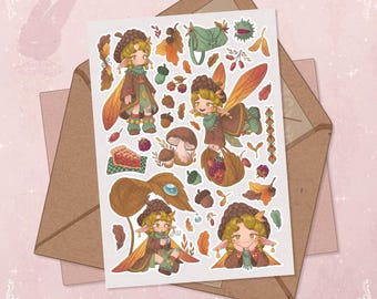 Autumn Fairy Sticker Sheet: Cottagecore Planner Stickers