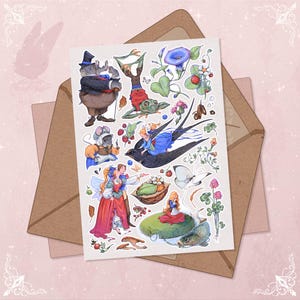 Thumbelina Sticker Sheet: Nostalgic Fairy Tale Scrapbook Decals | A6 Format 4.1&quot; x 5.9&quot; inches