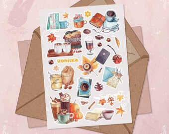 Pumpkin Latte Sticker Sheet: Cozy Autumn Journal Stickers