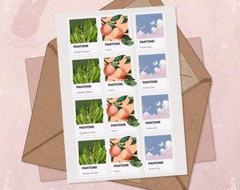 Pantone Sticker Sheet: Garden Green, Peach, Endless Sky - Planner Stickers