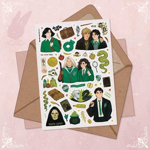 Feuille d'autocollants Mangemorts {PAS IMPERMÉABLE À L'EAU} Autocollants Severus Rogue Avada Kedavra Lord Voldemort Tom Riddle Serpentard Harry Potter