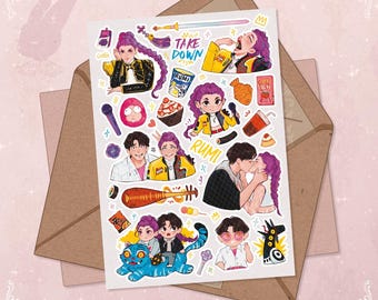 Rumi Huntrix Sticker Sheet: Kpop Anime Fan Art - A6 Paper Stickers