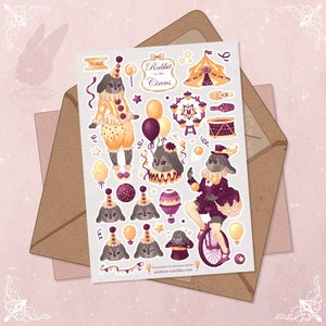 Stickers konijn in het circus plakboek dagboeken Bullet Journal grappige stickers sticker circus konijnen dagboek konijn sticker