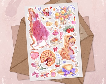 Tanglecore Cottage Stickerbogen: Rapunzel, Erdbeeren & Desserts