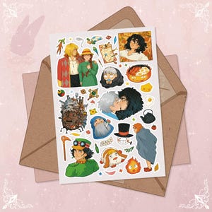 Feuille d'autocollants Le château ambulant (PAS IMPERMÉABLE À L'EAU) Stickers Sophie Howl Sticker Hayao Miyazaki Anime Traveling Сastle Studio Ghibli