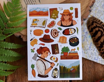 Cabincore Sticker Sheet: 34 Farmer, Food & Nature Journaling Stickers