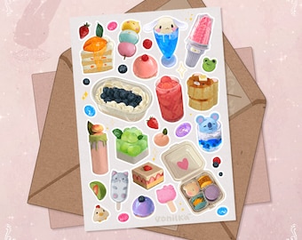 Hoja de pegatinas de postres kawaii: Helado delicioso, pegatinas para agenda