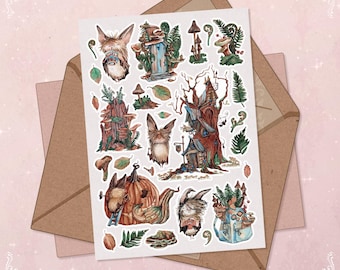Fledermaus Sticker Blatt Pilze Aufkleber Fledermäuse Haus Wald Abenteuer Herbst Herbst Sticker Journal Magie Kürbis und Botanik