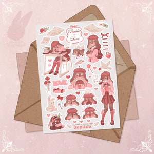 Foglio di adesivi Coniglio innamorato San Valentino Scuola Amore Coniglio Amanti Adesivi Diffusione Romanticismo Adorabile Planner Diario Regalo per San Valentino