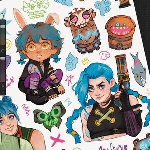 Arcane Fanart Sticker Sheet: Jinx and Ekko Anime Stickers image 4