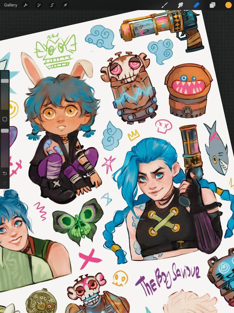 Arcane Fanart Sticker Sheet: Jinx and Ekko Anime Stickers image 4