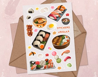 Kawaii Japanese Food Sticker Sheet: Sushi, Ramen, & More