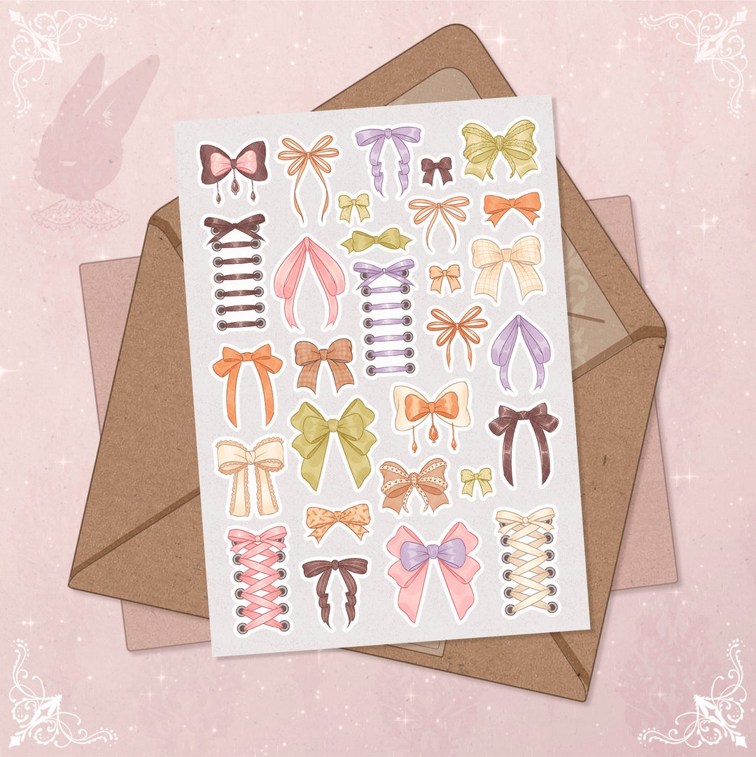 Paper Bow Sticker Bows Sticker Set | Scrapbook, Planner Stickers - Etsy
