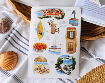 Croatia Travel Sticker Sheet: Adriatic Scrapbook Stickers