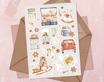 Winter Wonderland Sticker Sheet: Christmas Holiday Journal Stickers