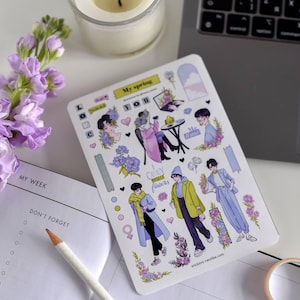 Minha Folha de Adesivos de Primavera Eu Posso Comprar Flores de Peônia Adesivos Feministas Adesivo de Planta Florista Peônias Flores Botânica Planos 2025 BuJo