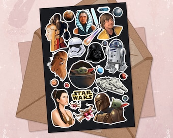 Star Wars Sticker Sheet: Baby Yoda, Leia, and More