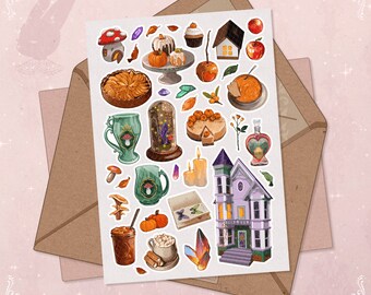 Herbst Wunderland Stickerbogen: Gemütliche Herbst Journal Sticker