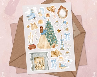 Winter Wonderland Sticker Sheet: Cozy Christmas Journal Stickers