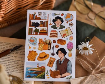Cottagecore Sticker Sheet: Pride and Prejudice, Nature Journaling