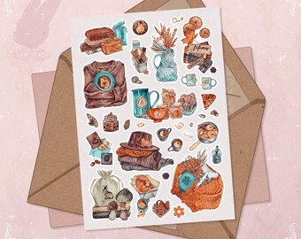 Cozy Autumn Sticker Sheet: Hygge Fall Journaling, Scrapbooking