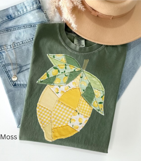 Faux Quilted Patchwork Lemon Comfort Colors Shirt, Vintage Quilt Lemon, Lemon Floral Graphic Tee, Coquette Lemon Shirt, Summer T-shirt