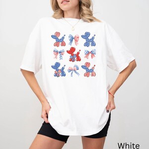 Comfort Colors USA Shirt, 4th of July Patriotic Balloon Dog Shirt, Coquette Bow Tee, Cute Dog Lover Tee, Balloon Animal Shirt, Patriotic Tee