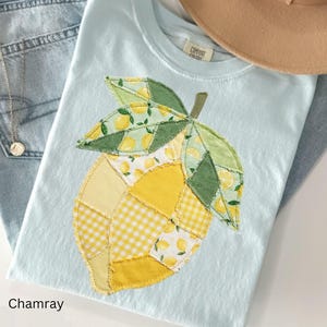 Faux Quilted Patchwork Lemon Comfort Colors Shirt, Vintage Quilt Lemon, Lemon Floral Graphic Tee, Coquette Lemon Shirt, Summer T-shirt image 10