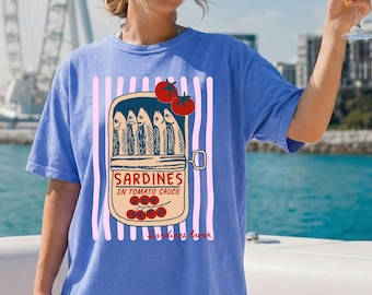 Sardines Comfort Colors Shirt, Sardines Shirt, Fisherman Beach Style, Summer Coast Fishing, Beach Shirt, Fisherman Aesthetic,Tinned Fish Tee
