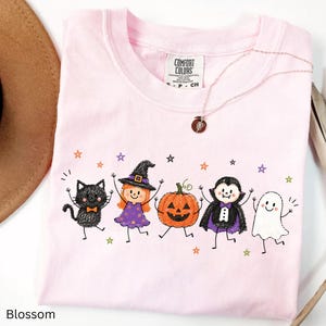 Cute Halloween Comfort Colors Shirt, Halloween Shirt, Ghost Pumpkin Witch Black Cat Tee, Retro Halloween Shirt, Spooky Cute Fall Graphic Tee