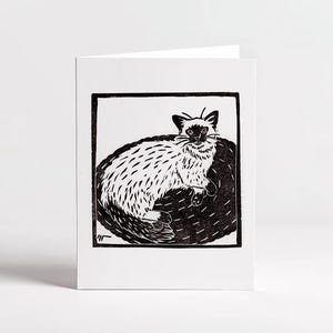 Siamese Cat Linocut Card | A2 Size Card | Blank Inside with Envelope