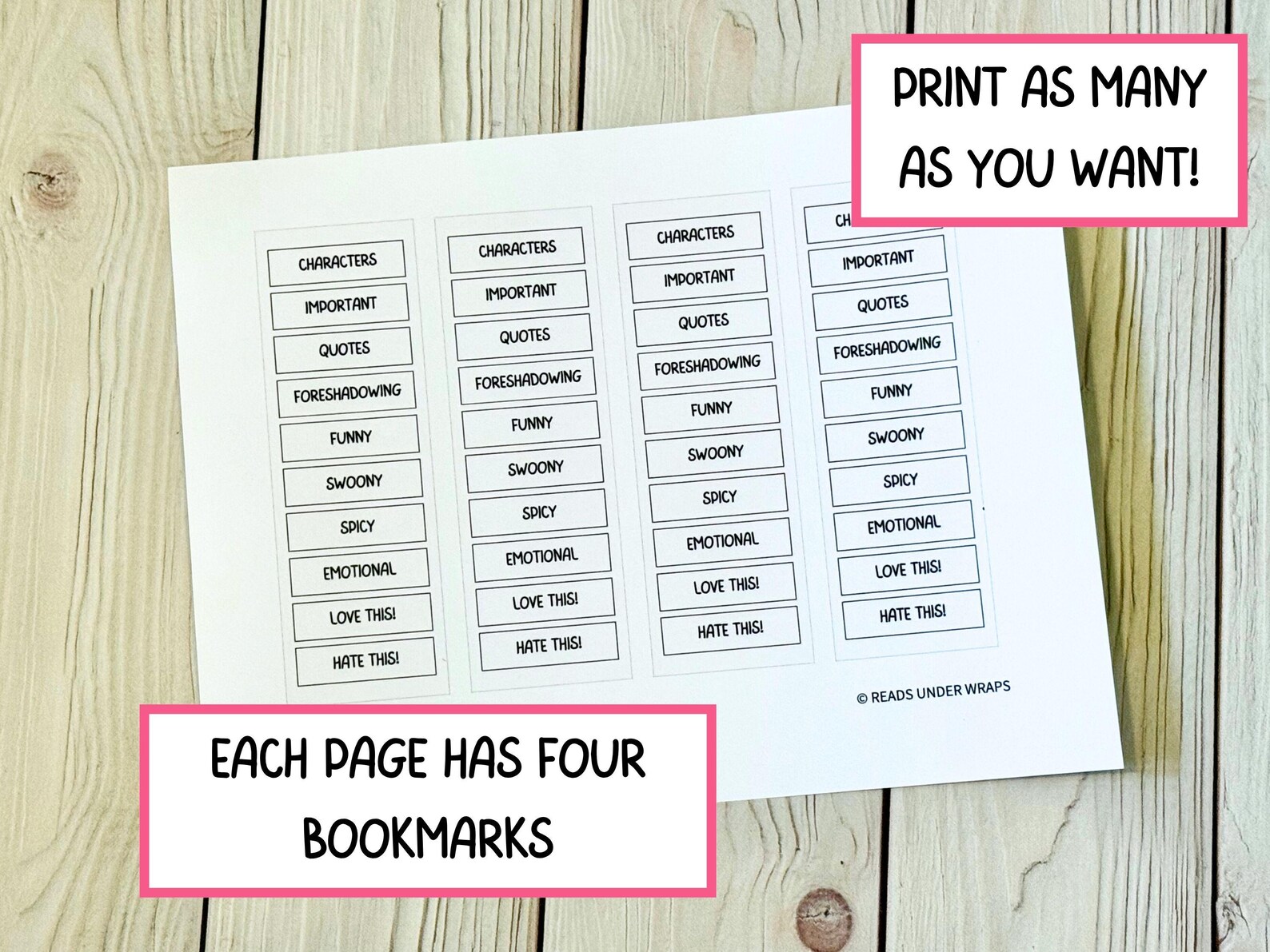 Printable ROMANCE Annotation Bookmark - Etsy