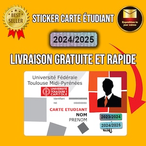 Autocollant carte étudiant 2023 2024 2025 2026