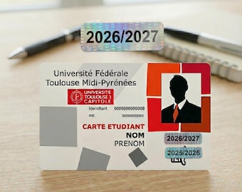 Autocollant carte étudiant 2026 2027 2028
