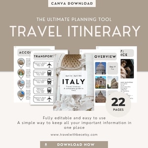 Editable Travel Itinerary Template: 2-Week Trip Planner (Digital Download)