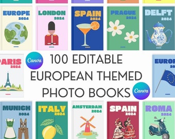 Edytowalny szablon fotoksiążki z podróży po Europie: Canva Ebook (A4)
