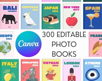 Edytowalny szablon Canva do fotoksiążki podróżniczej: 322 strony (A4)