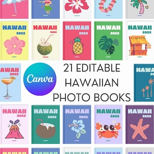 Hawaiian Editable Photo Book Template | Album Template | Photo Book | Canva Template | Travel Photo Book | Photo Album | Editable Canva