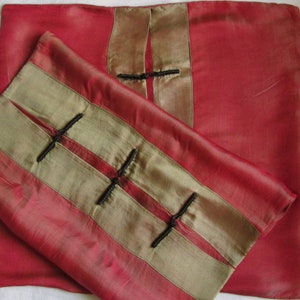 TWO two-tones silk Covers,Iridescent Madder Silk,Vietnam Crafted,Shot Silk,Pillow cases,Throw Pillows,Chinese frog Fasteners,Black Buttons