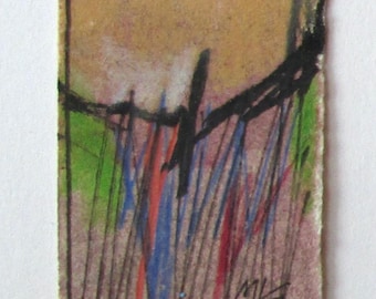 Original Handpainted Art Card, Abstracted Nature, Small Format