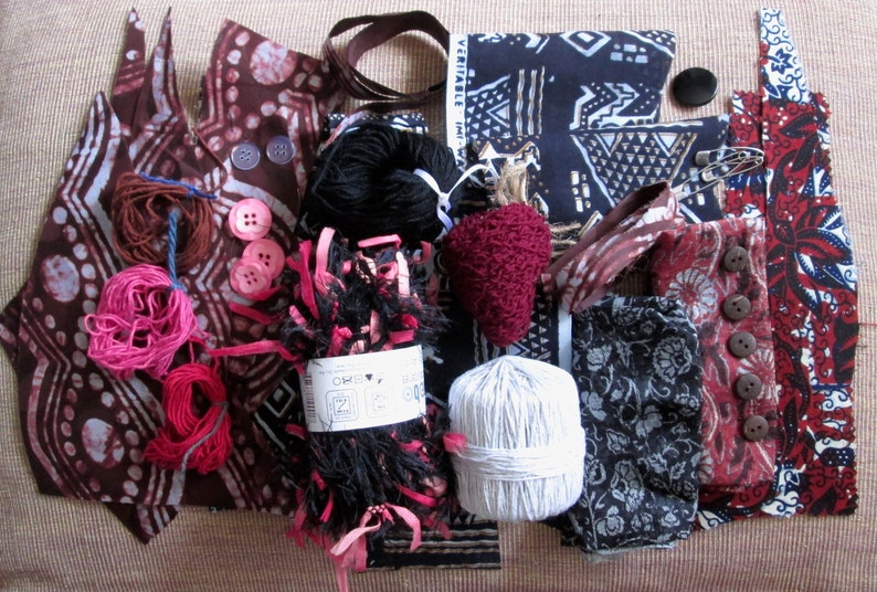 African Fabric Bundle: Batik Textiles, Yarns, Buttons for Sewing - Etsy