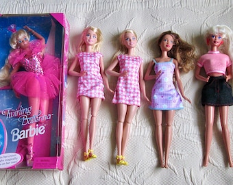 Vintage Barbie Doll Lot: 1988 Twist 'n Turn, 1995 Ballerina, 2015 Play-set Dolls
