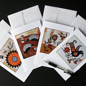 Cartes de vœux Mimbres du Sud-Ouest, Ensemble de quatre, Coloré