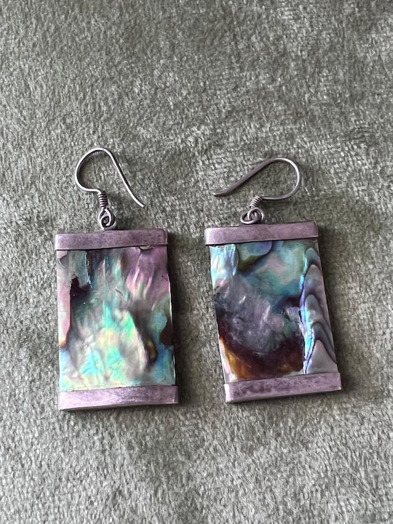 Reversible Abalone Shell Earrings Sterling Silver… - image 1