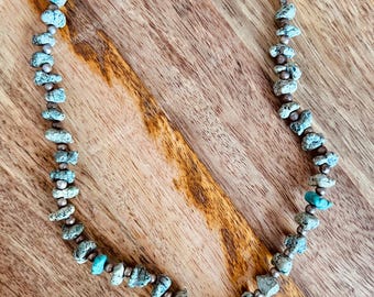 Collana Lunga In Pietre Naturali Di Turchese Verde – Pepita Grezza, Gioiello Perline 35 Pollici - Foto 3