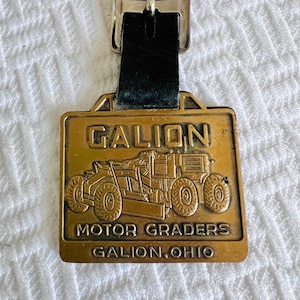 Vintage Galion Iron Works Brass Tag – Double-Sided Motor Grader & Roller – Galion, Ohio