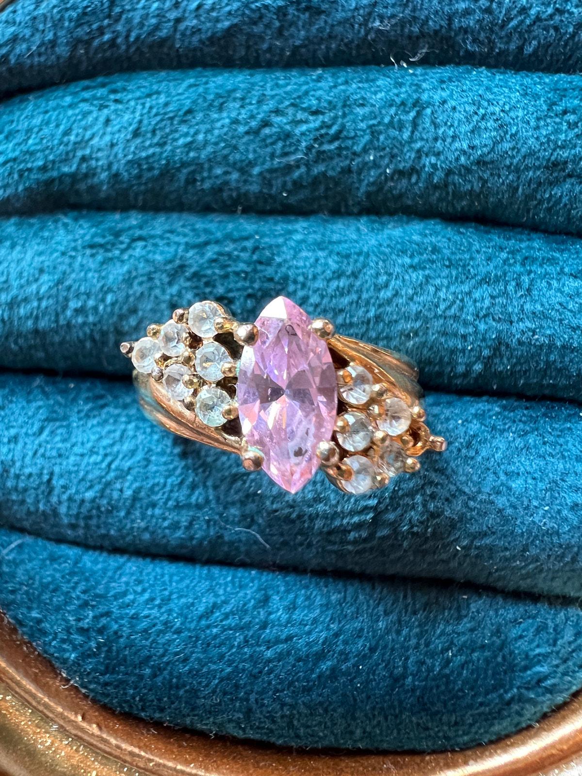 Megumiページ！人工ルビー　カボションリングセット Vintage 1980 Engagement Ring Set - Etsy