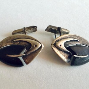 Lot Boutons De Manchette Vintage + Attache Cravate - Ton Argent, Occasion