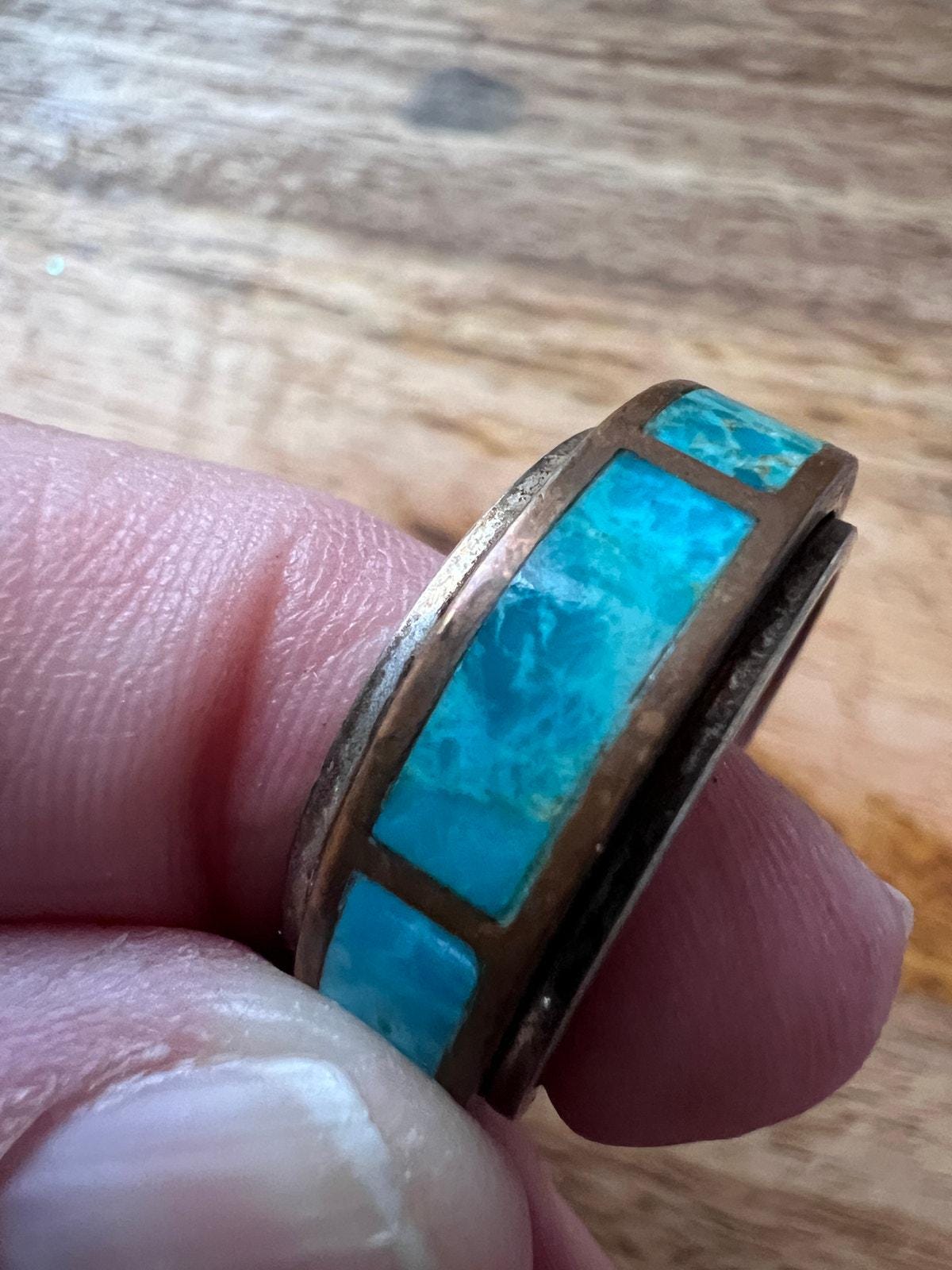 Jay King DTR 925 Sterling Silver Copper Blue Turquoise Spinner