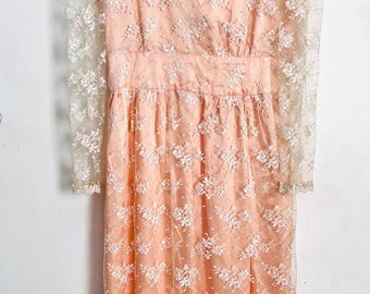 1970s Peach Lace Maxi Dress: Ruffled Boho Prom, Satin Sash - Etsy UK 1970s Peach Lace Maxi Dress: Ruffled Boho Prom, Satin Sash - Etsy UK